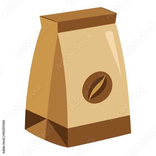 Fresh coffee in a paper bag vector illustration isolated on a white background