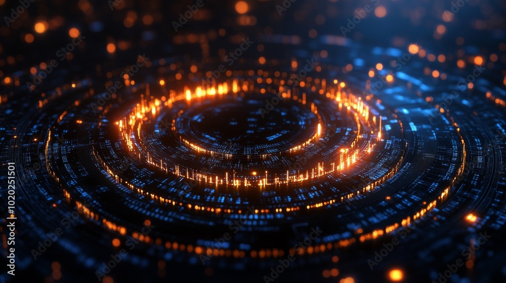 Abstract Circular Pattern with Glowing Orange and Blue Lights Abstract Circular Pattern with Glowing Orange and Blue Lights