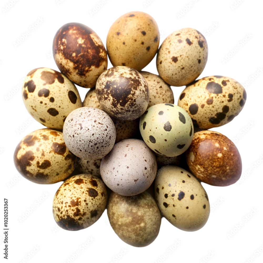 Stack of quail eggs isolated on transparent background Stack of quail eggs isolated on transparent background