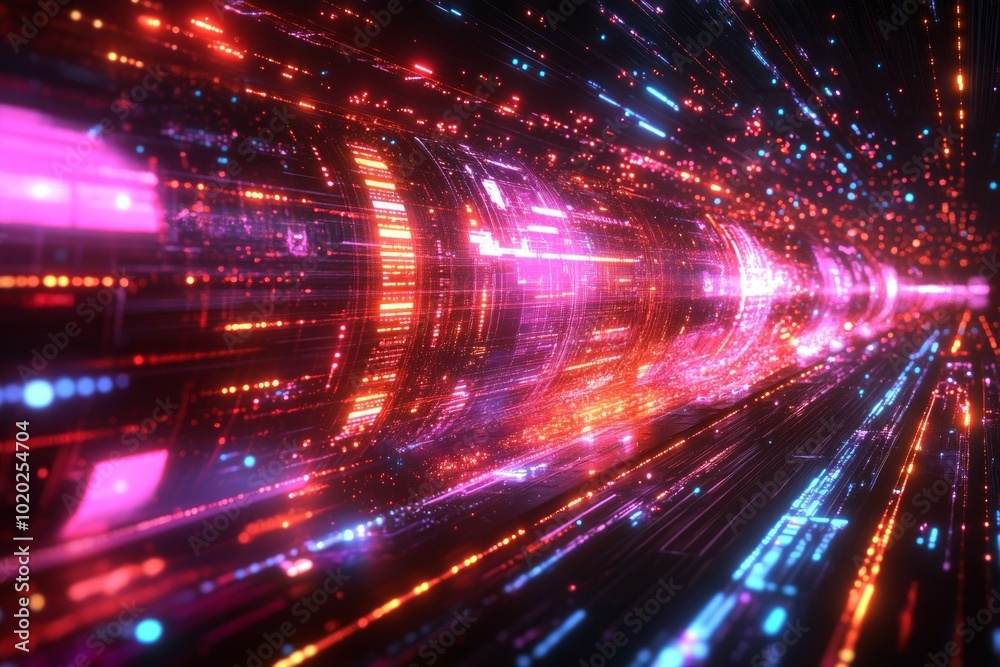 Naklejka premium Quantum Superposition of Data, Quantum Computing in Digital Ecosystems