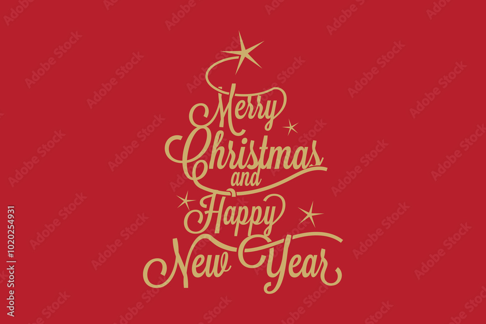 Merry Christmas and Happy New Year large postcard with calligraphic text Merry Christmas and Happy New Year large postcard with calligraphic text