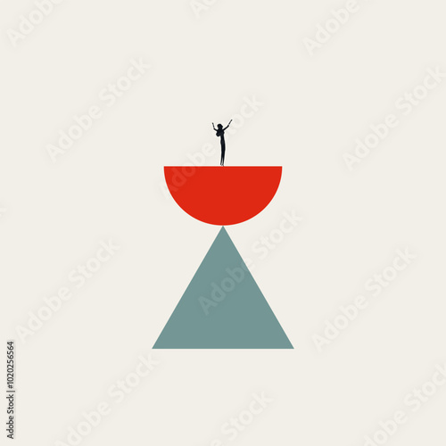 Work life balance vector concept. Symbol of equilibrium, job, career and lifestyle harmony. Minimal design eps10 illustration.