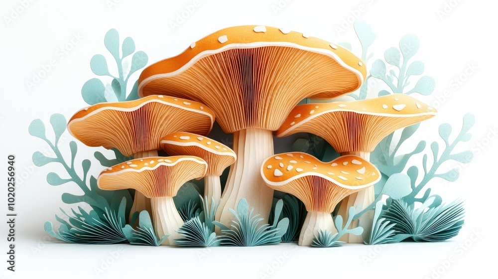 Naklejka premium Raw mushrooms isolated on a white background with selective focus Raw mushrooms isolated on white background with focused detail