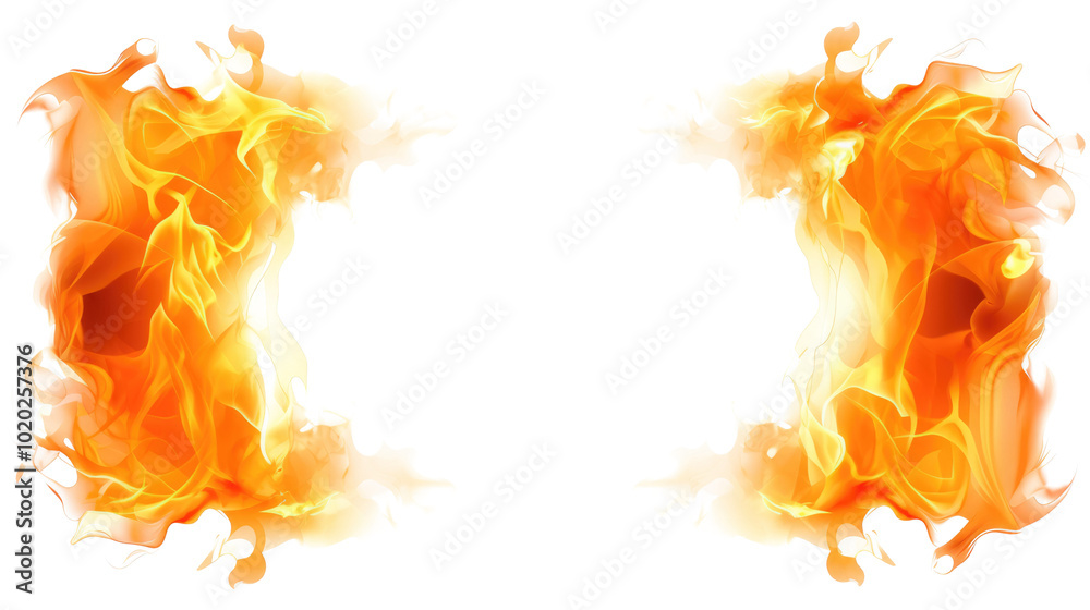 fire frame border isolated on white or transparent png