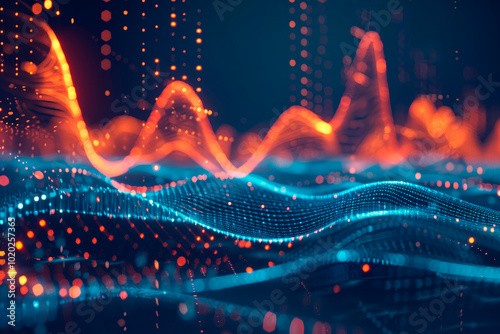 Abstract vibrant streaks of color overlaying stock market data, representing economic growth.