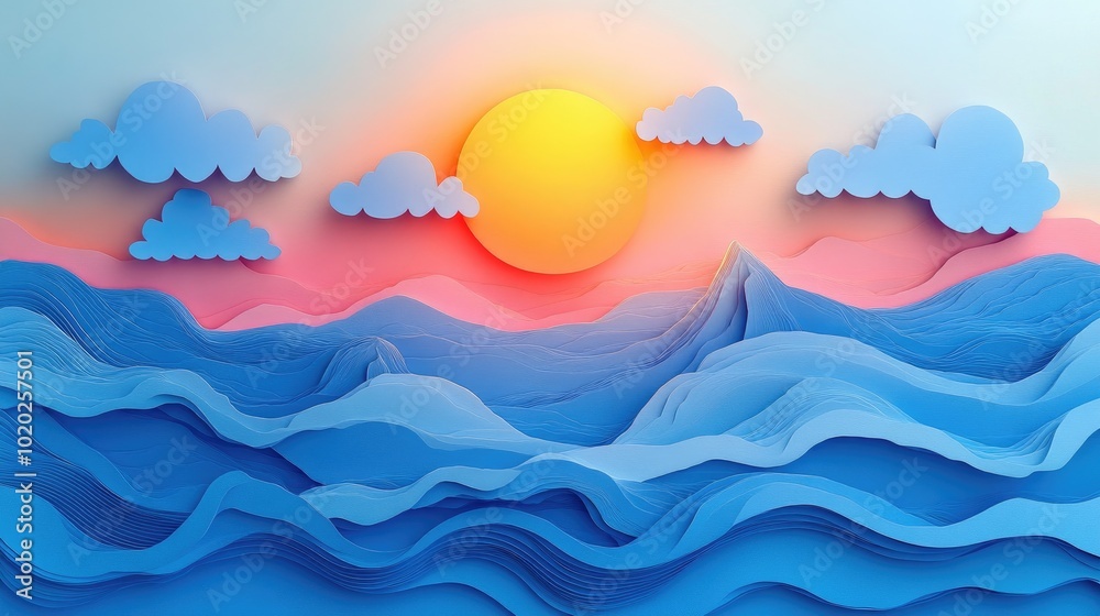 Blue Sky with Clouds and a Setting Sun Serene Sunset with Blue Sky and Soft Clouds Blue Sky with Clouds and a Setting Sun Serene Sunset with Blue Sky and Soft Clouds