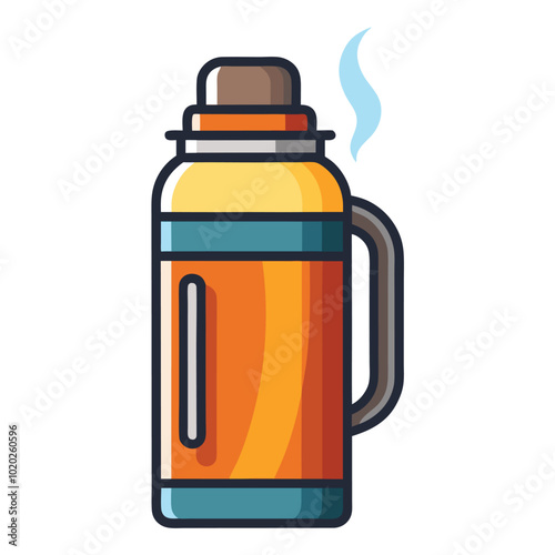 Hot thermos bottle vector illustration