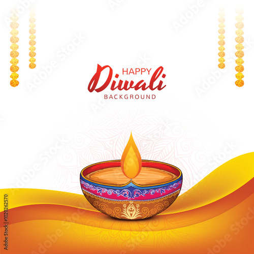 Happy diwali celebration background with decorative diya design