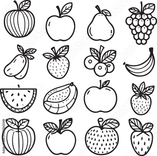 collection of fruit pictures to color - version 1