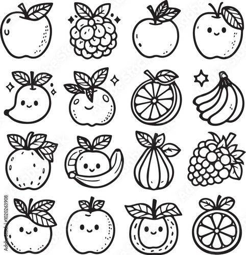 collection of fruit pictures to color - version 3