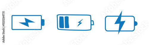 set of battery charging logo icon design illustration