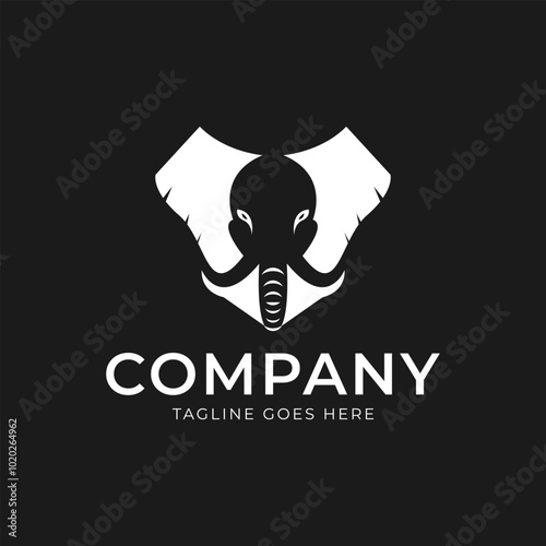 Elephant head logo design icon with negatif space concept. vector photo