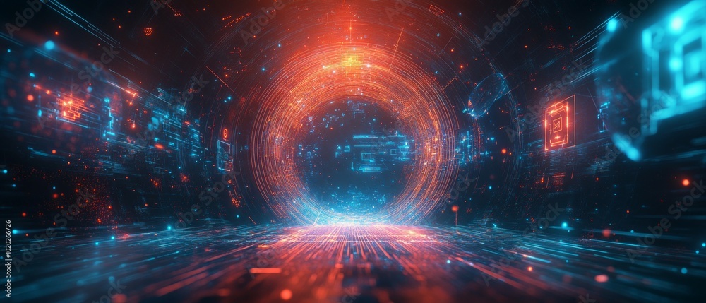 Obraz premium The Quantum Gateway, Quantum Computing in Digital Ecosystems