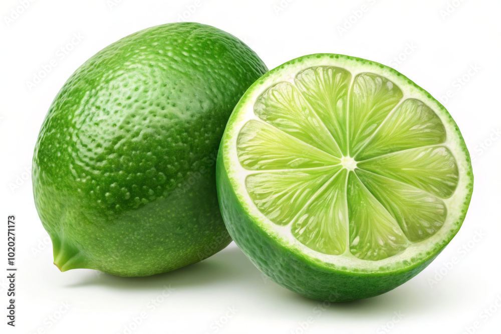 Fresh full finger lime and half, showcasing vibrant green color and unique texture. Perfect for culinary uses and garnishing dishes Fresh full finger lime and half, showcasing vibrant green color and unique texture. Perfect for culinary uses and garnishing dishes