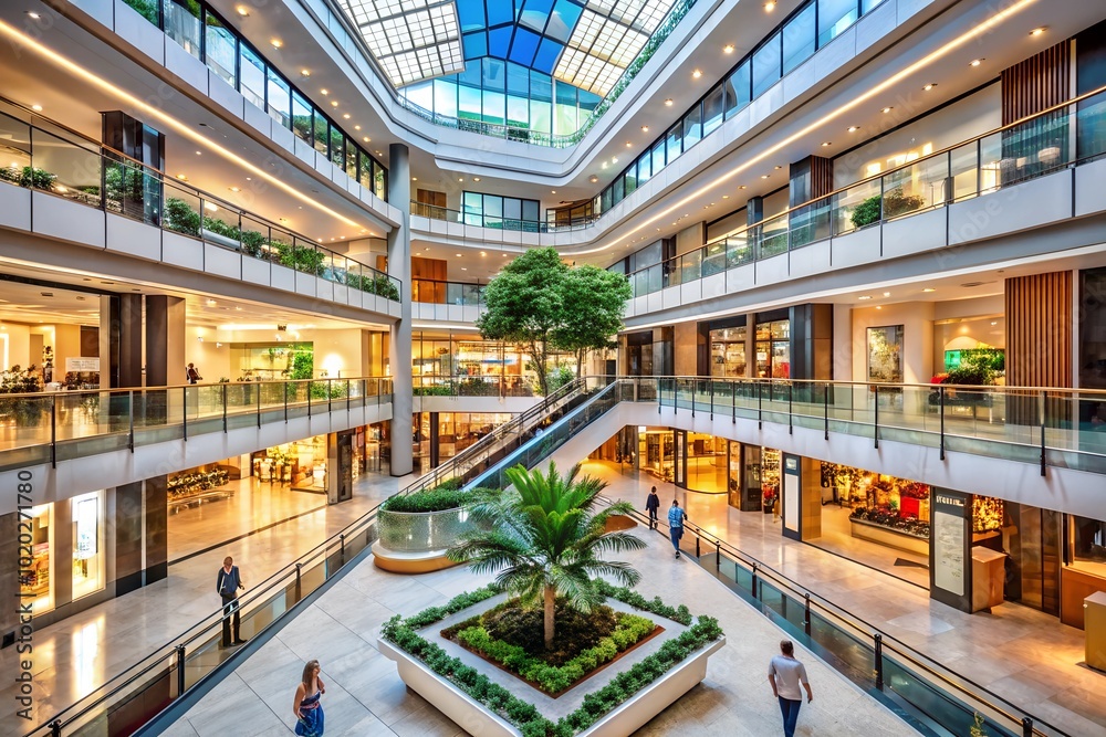 Fototapeta premium Modern Shopping Mall Interior with Stylish Design