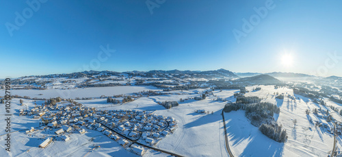 Romantischer Winterabend am Rottachsee im Oberallgäu photo