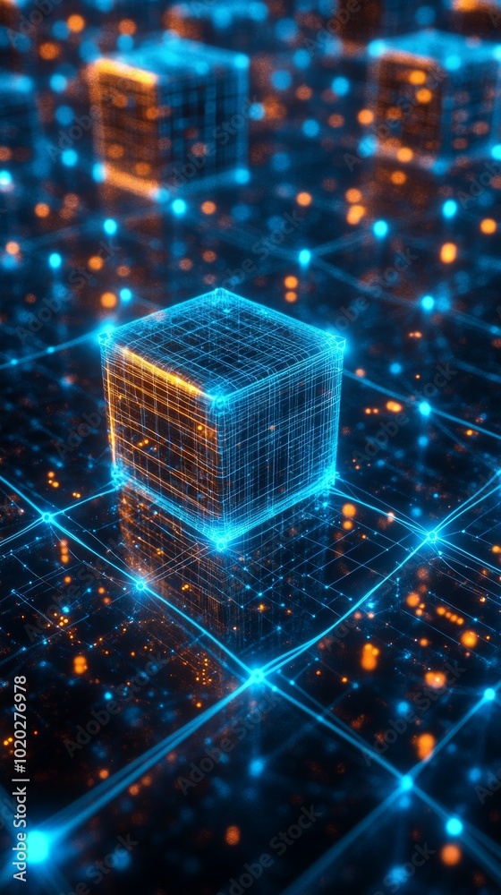 Obraz premium Quantum Computing Grid, Quantum Computing in Digital Ecosystems