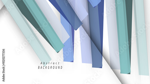 Abstract design features modern geometric shapes in serene blues and whites, creating a calming, contemporary atmosphere