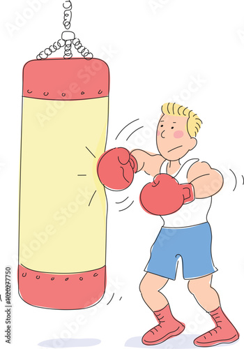Sportsman boxing punching bag.