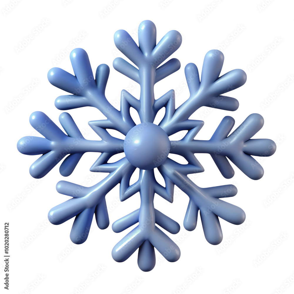 Stylish blue snowflake model on white background Stylish blue snowflake model on white background
