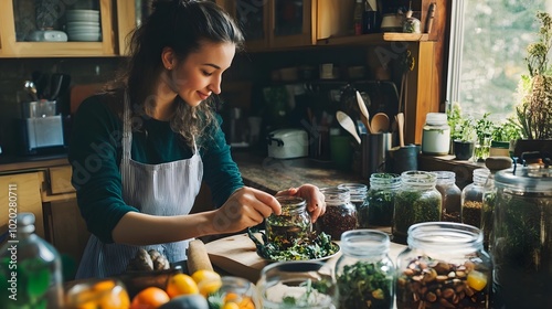Woman Creating Homemade Her...