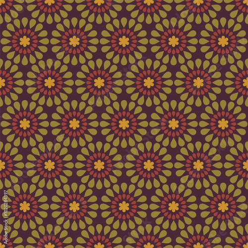 Geometric flower vector seamless pattern design