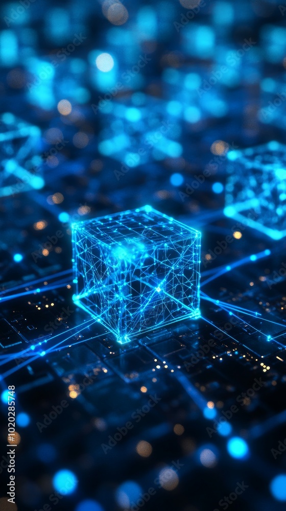 Obraz premium Quantum Computing Grid, Quantum Computing in Digital Ecosystems