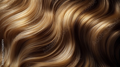 Close-up Texture of Wavy, Light Brown Hair