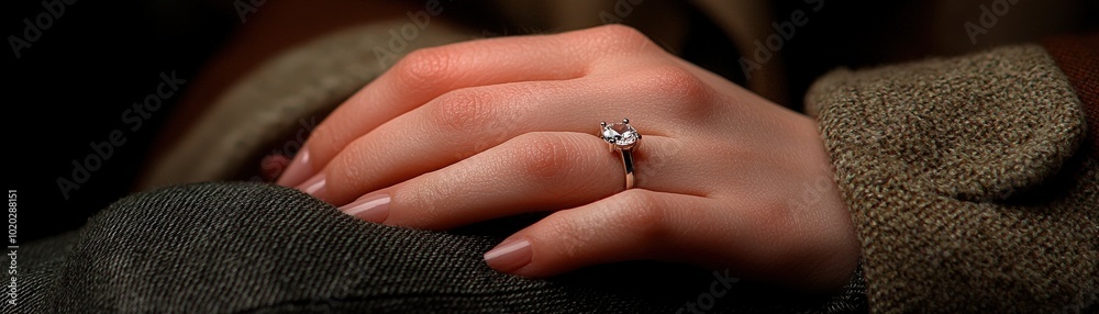 Elegant Engagement Ring on Woman's Hand Elegant Engagement Ring on Woman's Hand