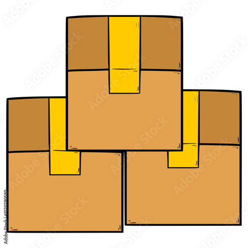 stack of cardboard boxes illustration hand drawn isolated vector