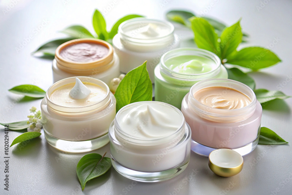 cosmetic cream and leaves cosmetic cream and leaves