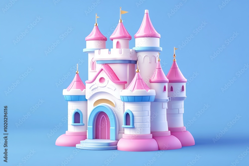 3D Fantasy Castle, Vibrant fairytale landscape Background Wallpaper 3D Fantasy Castle, Vibrant fairytale landscape Background Wallpaper