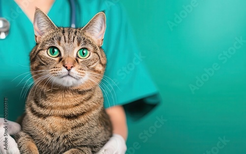 Vet conducting a postsurgery checkup on a cat, ensuring healthy recovery, careful monitoring, responsible pet care photo