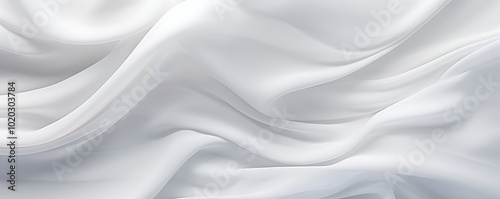 Rippled White Satin Fabric Texture Background