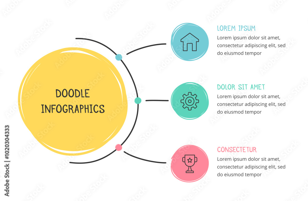 Doodle infographics, hand drawn diagram with three elements, vector eps10 illustration Doodle infographics, hand drawn diagram with three elements, vector eps10 illustration