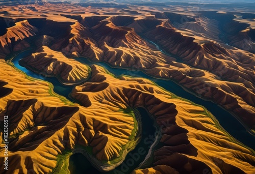 stunning aerial views natural erosion patterns showcasing diverse geomorphic landscapes intricate topography, landform, surface, formations, geography photo