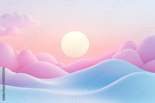 3D Horizon, Dreamy pastel gradient skies Background Wallpaper