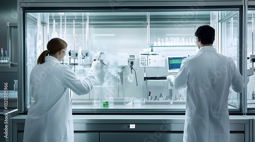104. A high-tech fume hood with integrated monitoring systems in action