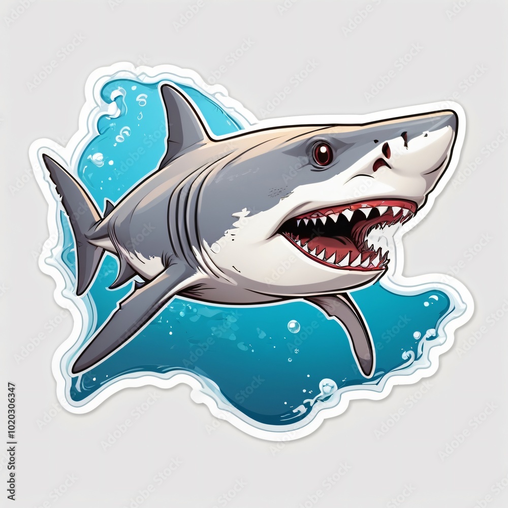 Shark, Sticker, Content, Textured, Digital Art, Contour, Vector, White Background, Detailed Shark, Sticker, Content, Textured, Digital Art, Contour, Vector, White Background, Detailed