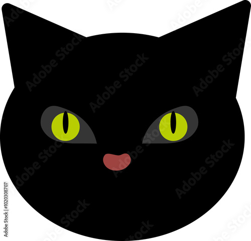 black cat with yellow eyes