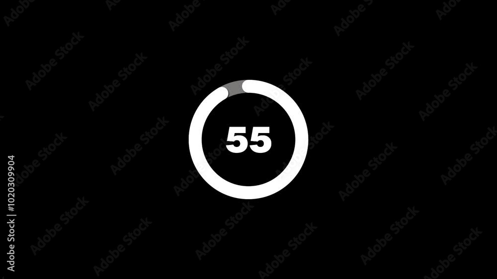 A White Circle Timer With a Gray Fill Counts Down From 60 Seconds A White Circle Timer With a Gray Fill Counts Down From 60 Seconds