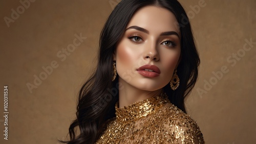 A sophisticated close-up profile of a woman wearing golden earrings, embodying beauty and modern elegance.