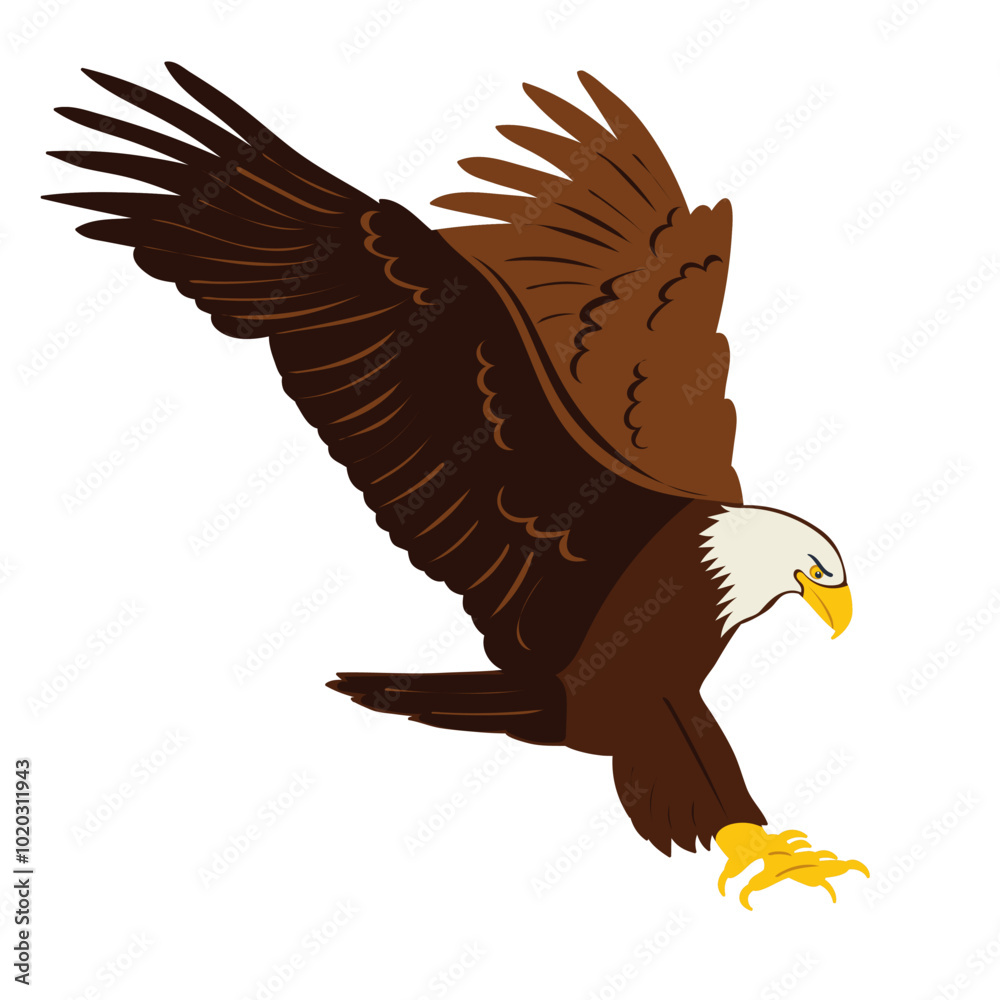 Obraz premium eagle grabs prey in flat style, vector