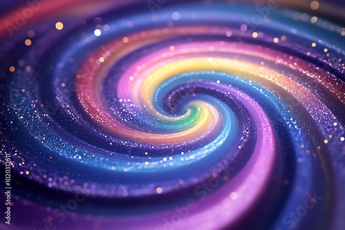 3D Groovy Swirls, Glittery rainbow cosmic design Background Wallpaper