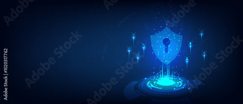 Cyber security and data protection concept, Login verified identity credentials on network of data protection technology, Password protected system and storage.