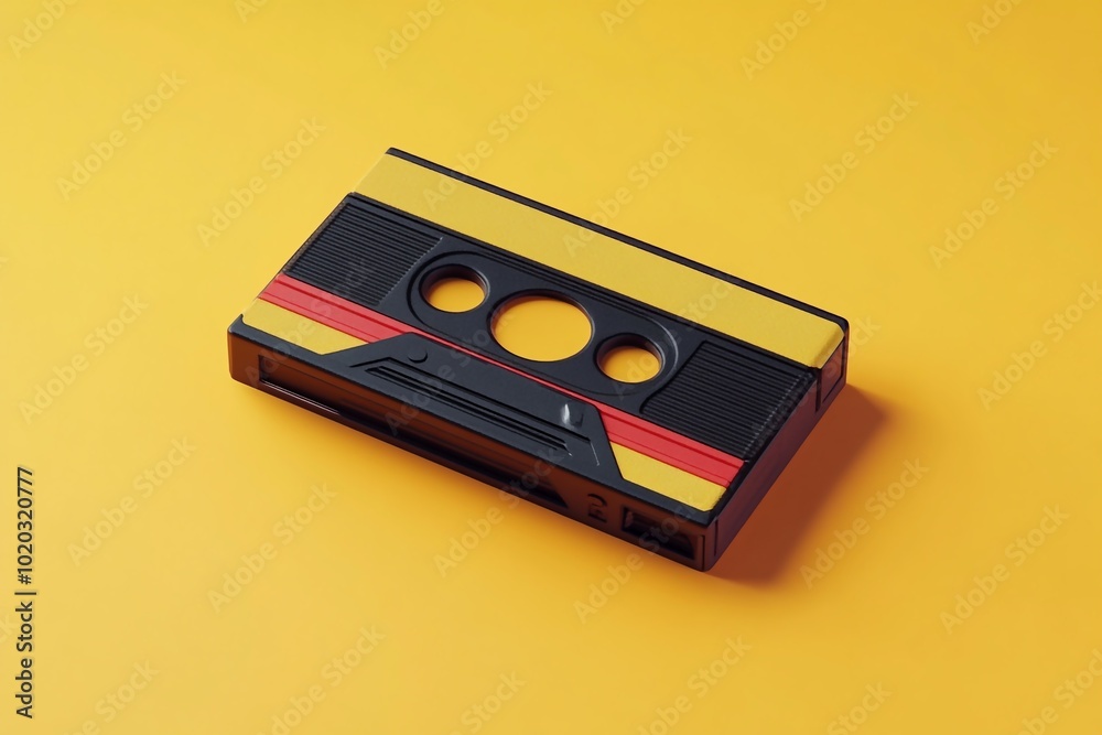 Fototapeta premium 3D Cassette Tape, Classic retro music design Background Wallpaper