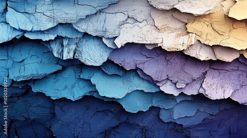 Mottled blue gray paint on weathered and cracked wood capturing intricate texture in a close up view Mottled blue gray paint on weathered and cracked wood capturing intricate texture in a close up view