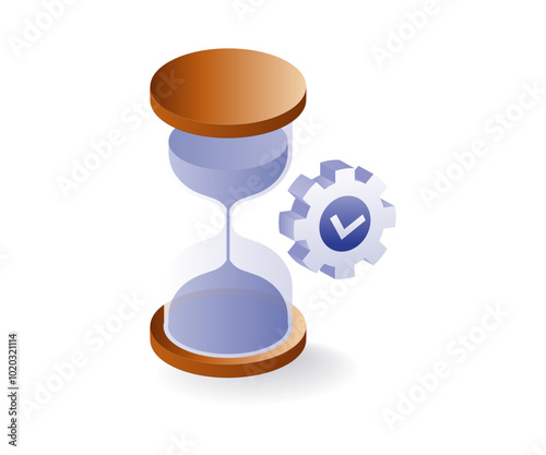 Automatic gear with hourglass flat illustration