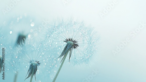Delicate Dandelion Seeds with Dew Drops