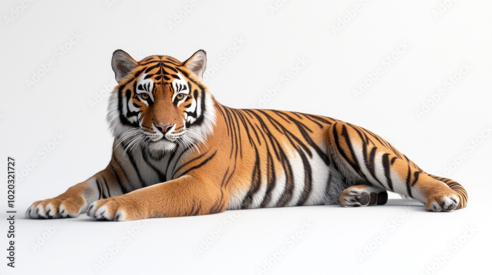 Fototapeta premium Striped Majesty: A Tiger's Graceful Pose